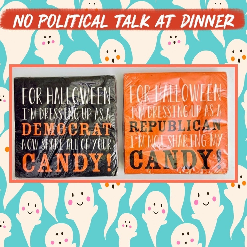 🎃🆕🎃 Democrat & Republican Orange & Black Halloween Themed Napkins Set-20 ea